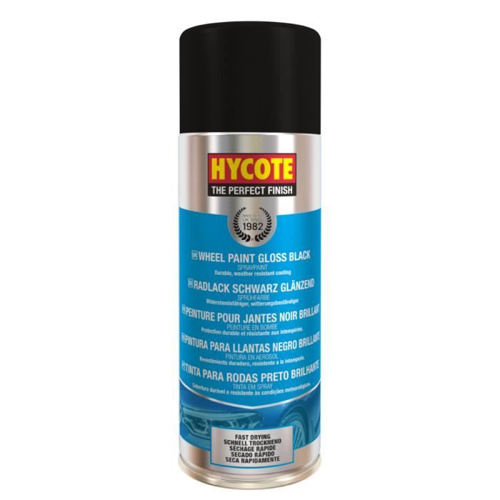 Hycote - Bombe de peinture pour jantes Hycote - Acrylique - Noir Brillant - Auto/Moto/Scooter - 400ml
