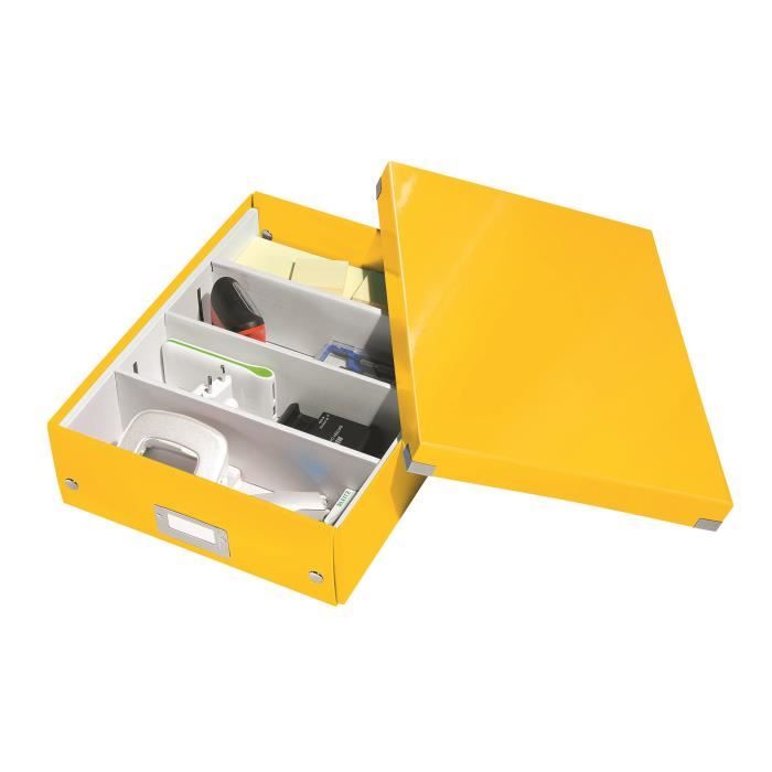 Boîte de rangement carton Leitz Click&Store Wow avec séparateurs H 10,5 x L 27,8 x P 36,8 cm jaune