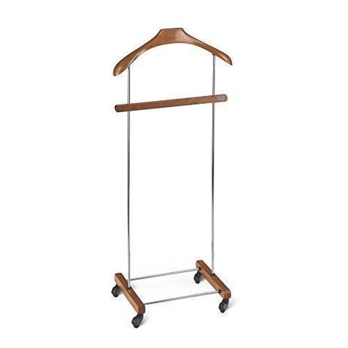 Valet De Nuit Autoportant En Bois Massif Et MDF - Cintre Pour Costumes, Pantalons, Chaussures (43,1x34,2x106,6 Cm)