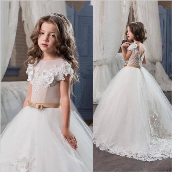 Dentelle Vintage Fleur Fille Robes Pour Mariages Tulle Enfant Filles Pageant Robes Premiere Communion Robe Blanc Achat Vente Robe De Ceremonie Cdiscount