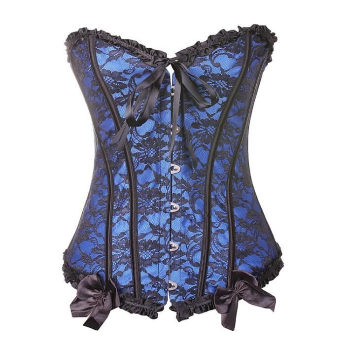 Corset Bustier Femme Grande Taille - Minceur Ventre Plat & Soutien Dos - Style Gothique Vampire Médiéval - Dentelle Noire