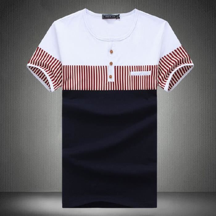 styles frais recherche de véritables choisir l'original Personnaliser T shirt Homme Col rond Grande taille Colorblock Bouton rayures Blanc Polo Hommes VêTement Masculin styles frais recherche de véritables choisir l'original Personnaliser T shirt Homme Col rond Grande taille Colorblock Bouton rayures Blanc Polo Hommes VêTement Masculin