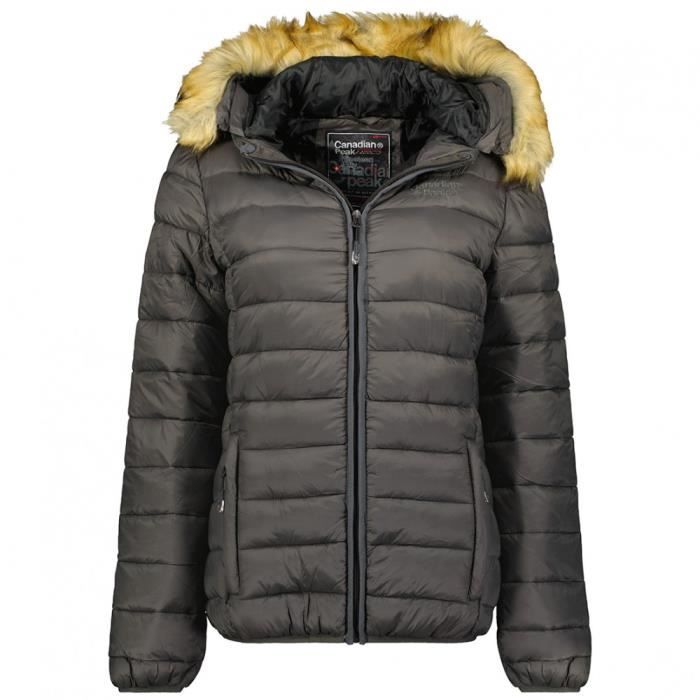Doudoune CANADIAN PEAK ATOCHEAKSHORT pour femme Gris fonce Matiere isolante Fermeture eclair Gris fonce Cdiscount Pret a Porter