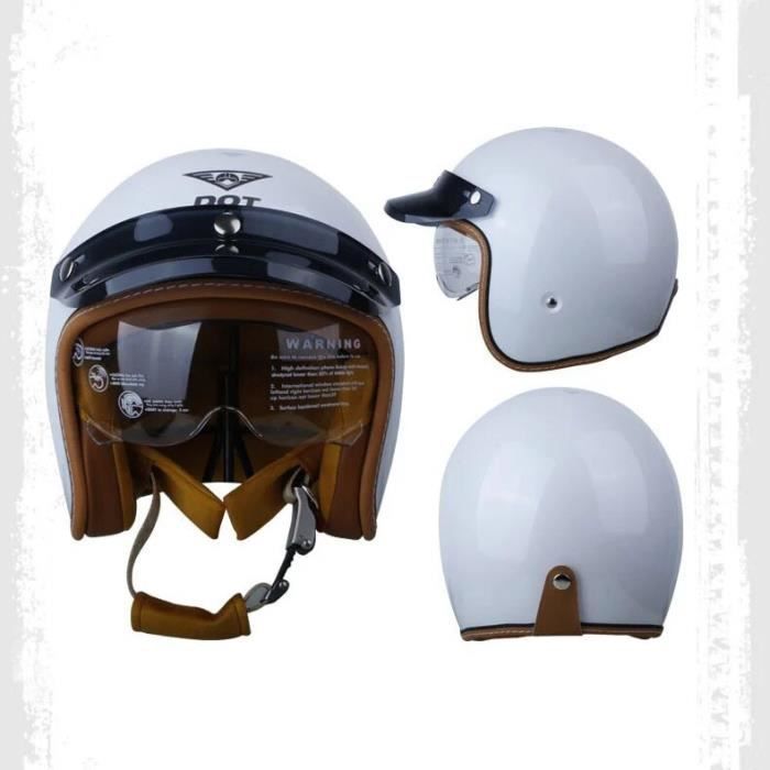 Casque Moto Retro Jet Casque Moto Jet Vintage 3/4 Casque Moto Face Ouverte,Dot/ECE Homologué Retro Casque Demi-Jet Avec Des Lunettes De Protection,pour Homme Et Femme Casque Bol Retro