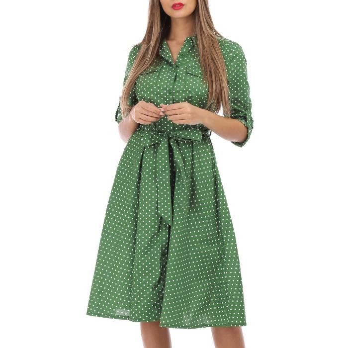 robe verte pois