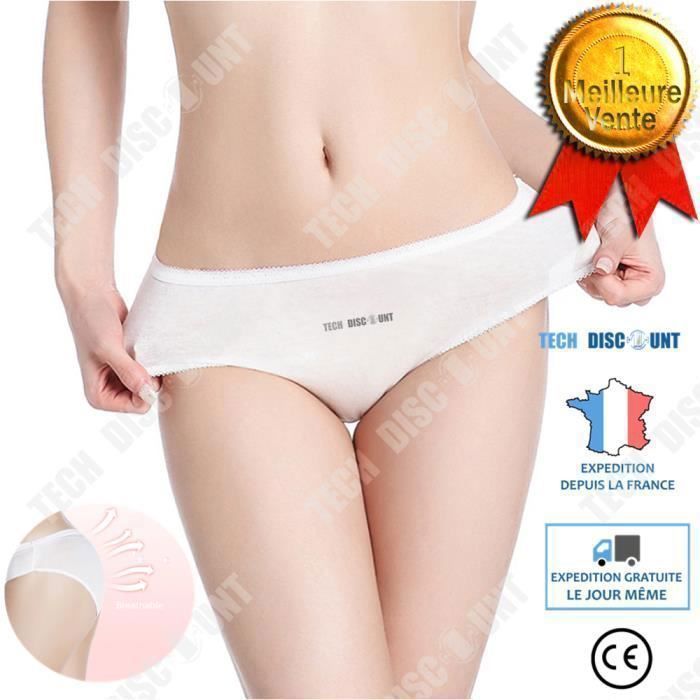 TD® culotte jetable femme grande taille coton blanc large sous vetement