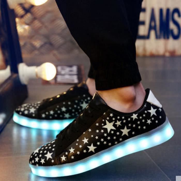 Baskets Hommes FUNMOON Led Noir Charge Usb Lumineuses