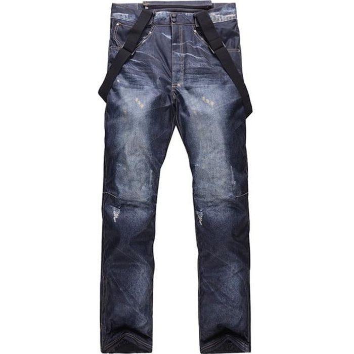 pantalon de ski en jean à bretelles denim pour homme coupe-vent étanche