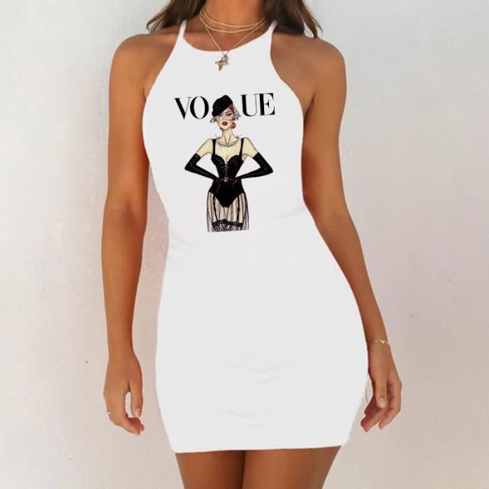 Robe Femmes 2020 robe Sexy Vogue Sexy dame imprimer robe robe de boite de nuit Vestido blanc fronde Pack hanche Type 3301 Blanc Cdiscount Pret a Porter