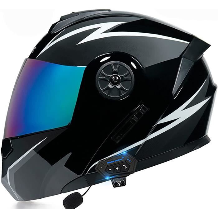 Casque Jet Moto Homme Femme MOCOERL - Double Visière Homologué ECE 22.06 - Casque Scooter Vintage Noir, Tailles S à XXL