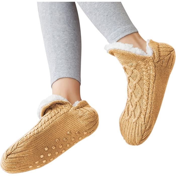 Chausson Chaussette Mixte ZHUODIKE Jaune Abricot Polaire