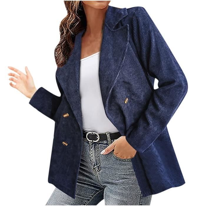 Manteau Femme en Laine Long Hiver Chaud Chic Pas Cher A La Mode Elegant Slim Revers Veste avec Ceinture À Double Boutonnage Manches Longues Outwear