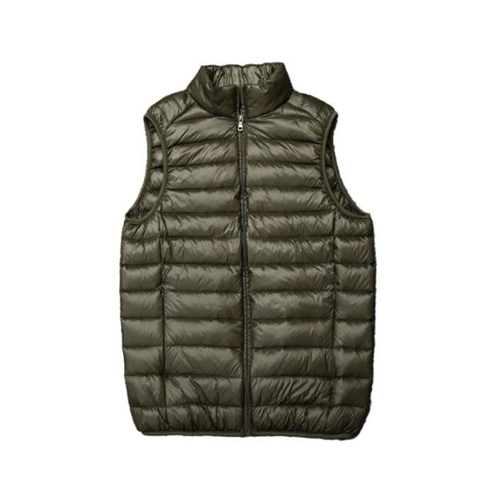 Doudoune sans manches homme ECELEN Legere en duvet de canard Col montant Vert Vert Cdiscount Pret a Porter