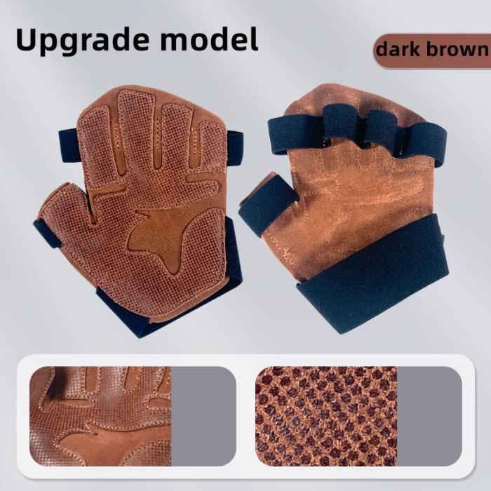 Gants D'haltérophilie En Cuir De Vache Pour Fitness - Marron - Upgrade Dark Brown - Sport