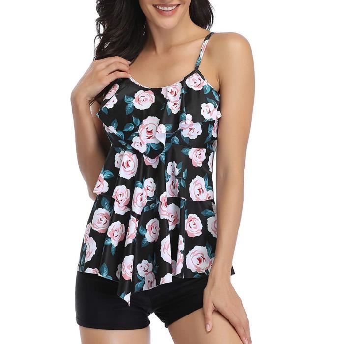 Tankini Vintage Femme Shorty Anti-UV - Maillot De Bain 2 Pièces Grande Taille, Style Rétro, Pour Piscine Et Plage