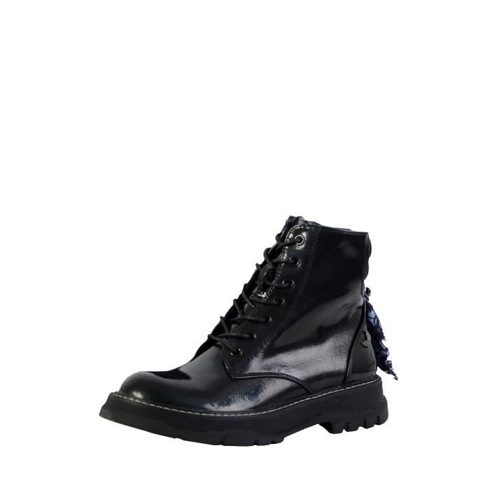 Bottines Femme Kaporal Ref 54596 Noir vernis Lacets et zip