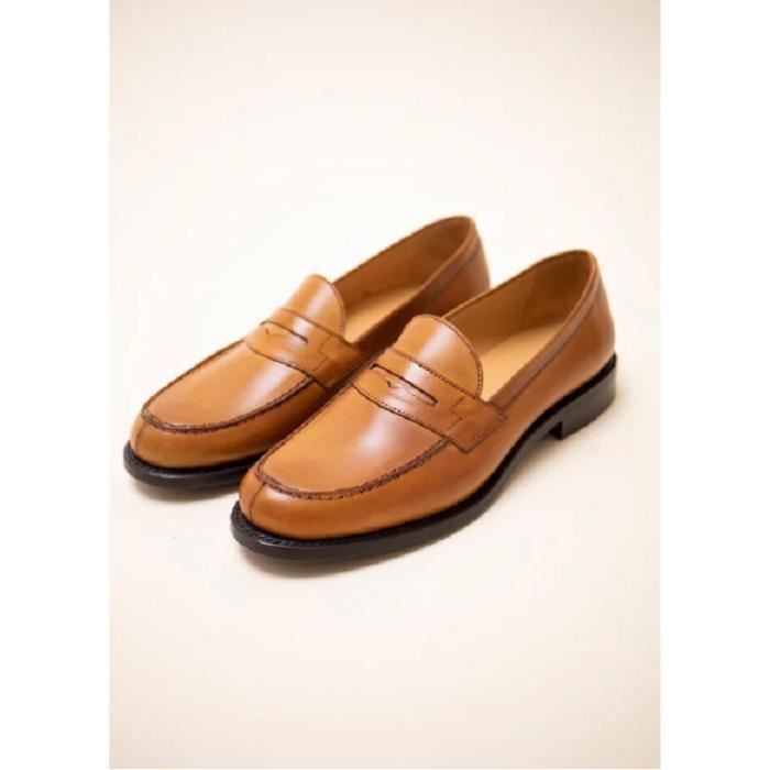 BOWEN Mocassin Femme Cuir lisse Camel LOAFER II VEAU GOLD camel