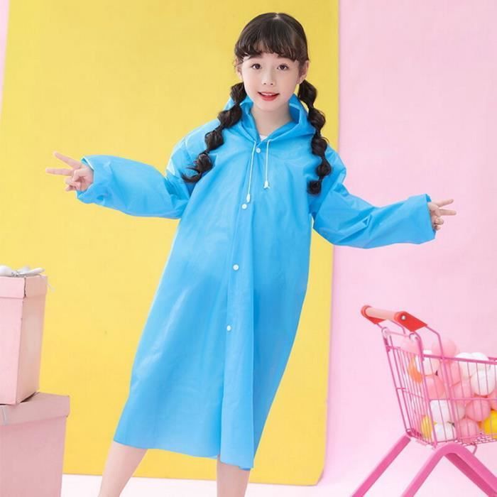 KEQAR Cape De Pluie Enfant Réfléchissante Rose - Poncho Imperméable à Capuche, Pour 110-140 Cm - 2