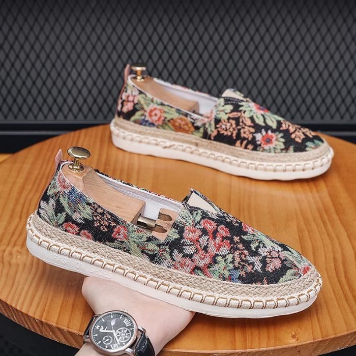 INSFITY Espadrille Homme en Toile Aération Résistant à lusure Antidérapant Imprimé