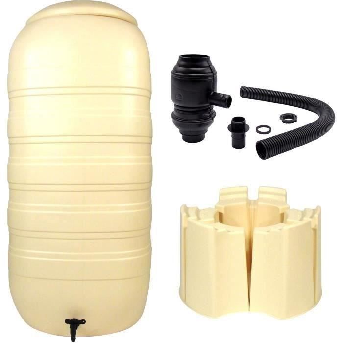NATURE Récupérateur d'eau kit - 250 litres - Forme colonne - Traité anti-UV - Fabriqué en Europe - Beige