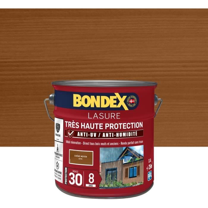 BONDEX - Lasure 8 ans - Indice 30 - Chêne Moyen - Satin - 2,5L