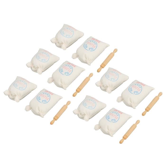 Yardwe Lot De 6 Sacs De Farine Miniatures – En Tissu Blanc – 4,2 X 2,6 X 1 Cm – Accessoire Pour Maison De Poupée, Cuisine, Déco Réaliste