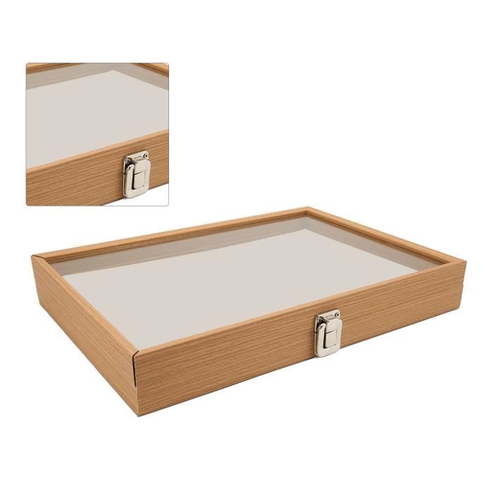 Zerodis Vitrine à épingles en PU avec verre anti-poussière pour