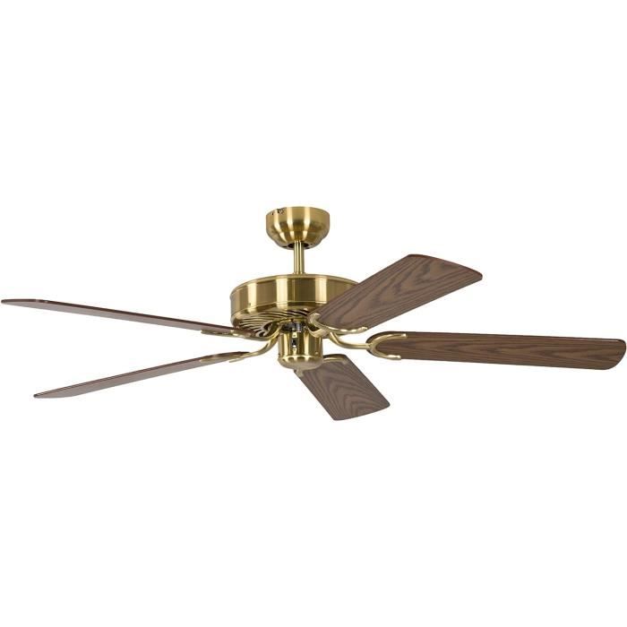 Ventilateur De Plafond Pepeo Potkuri 132 Cm Sans Lumière - Pales Réversibles Chêne/osier, 3 Vitesses, Fonction été/hiver
