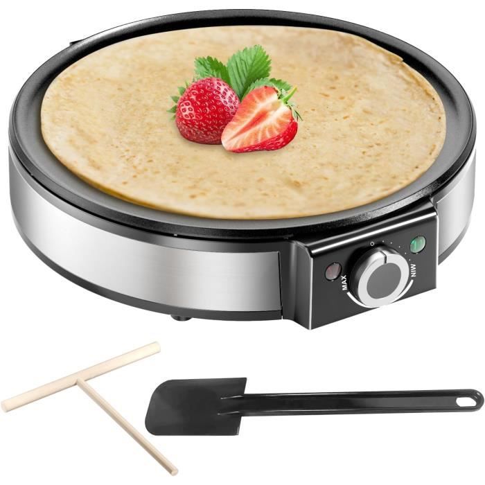 Machine à Crêpes Instantanée 8 Pouces Poêle Électrique Antiadhésive Contrôle Automatique Du Thermostat Poignée Longue Portable Pour Petit-Déjeuner Pancake Chapati
