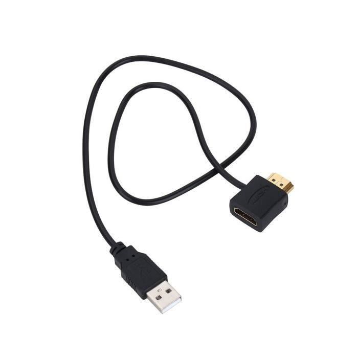 Happy-Adaptateur HDMI mâle vers connecteur femelle HDMI + câble  d'alimentation du chargeur USB 20 50cm - Cdiscount Informatique