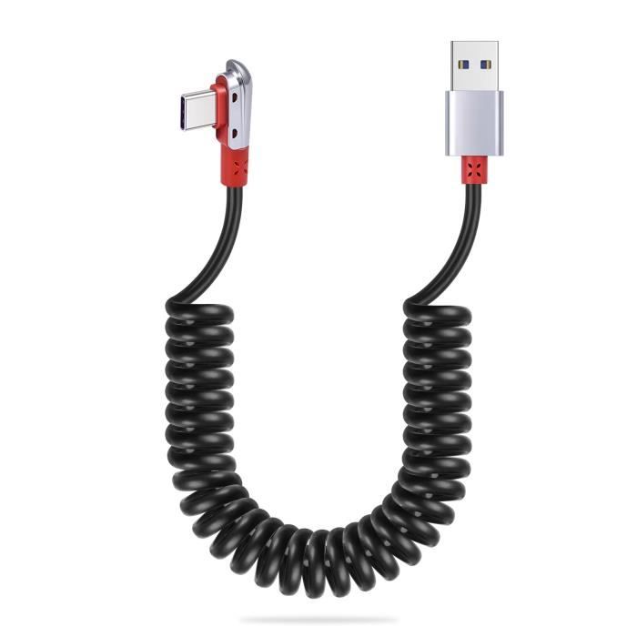 Aceyoon Cable USB C Spirale, Câble USB C Coudé 3A Charge Rapide