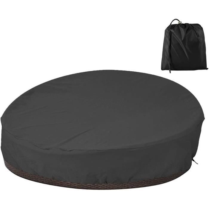 Housse De Protection Canapé Lit Rond 228x83cm Tissu Oxford 210D - Imperméable Anti-UV Noir
