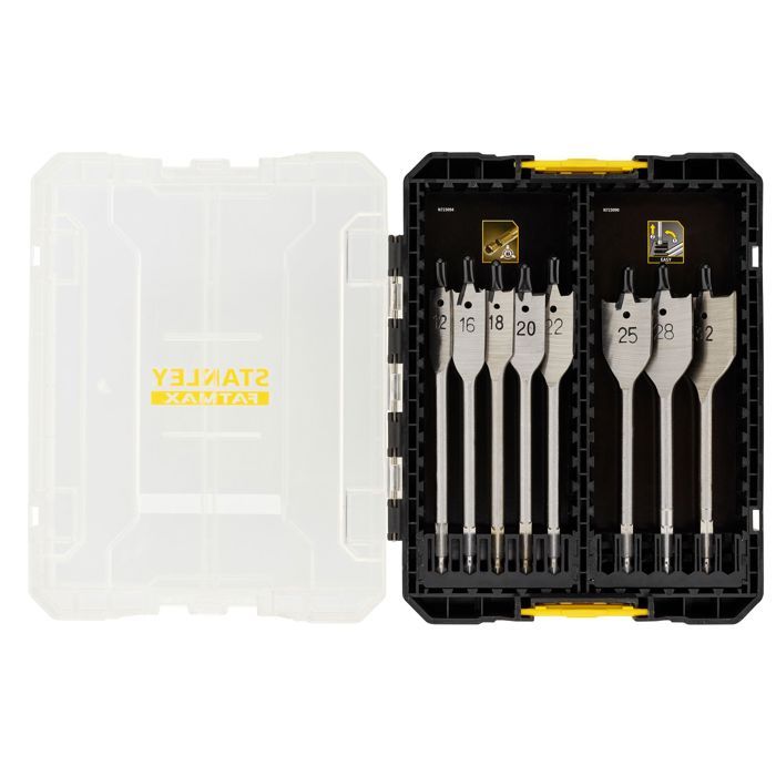 Bosch C de 8 mèches à bois plates - STANLEY - STA88556-XJ - 12-32 mm - 152 mm - Compatible perceuse-visseuse