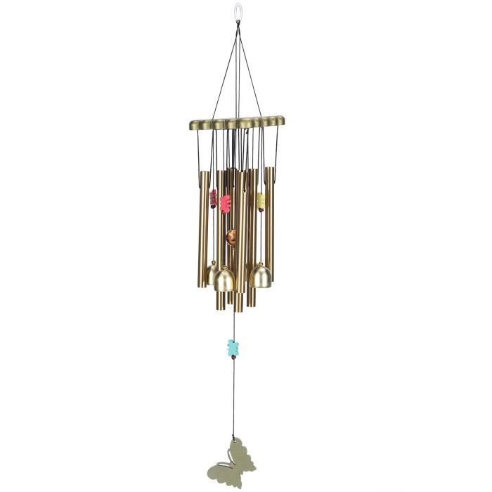 Tbest carillon éolien 8 tubes Carillon éolien en bois artisanal en métal 8  tubes 4 cloches bricolage consommable Papillon