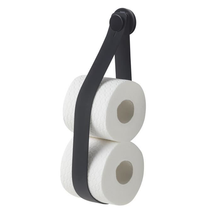 Tiger Bold Porte-Rouleau Papier Toilette Avec Couvercle – Noir Mat – Fixation Murale Robuste Et Design Moderne