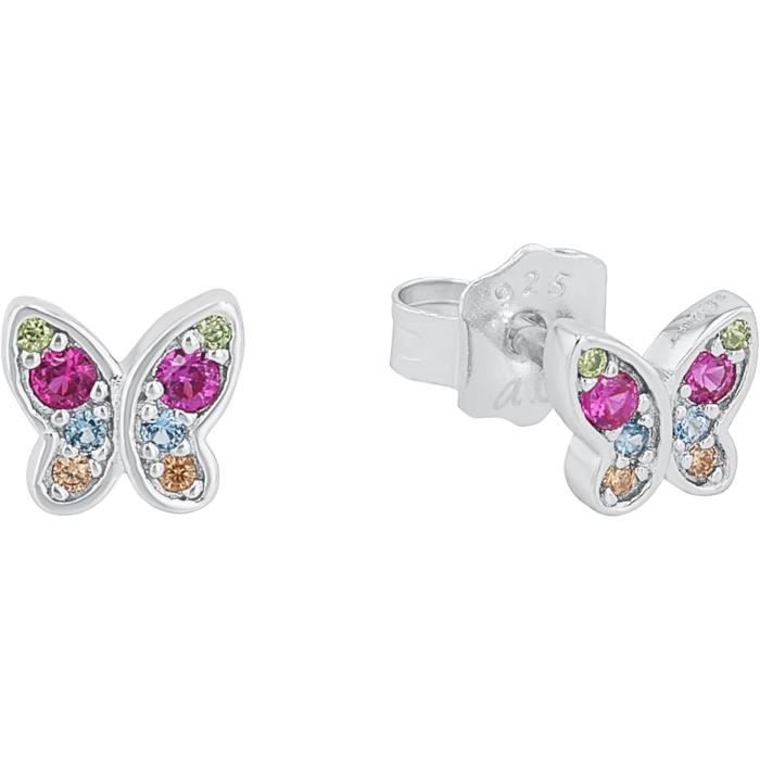 Boucles D'oreilles Papillons Argentées - Bijou Français Livré 48h
