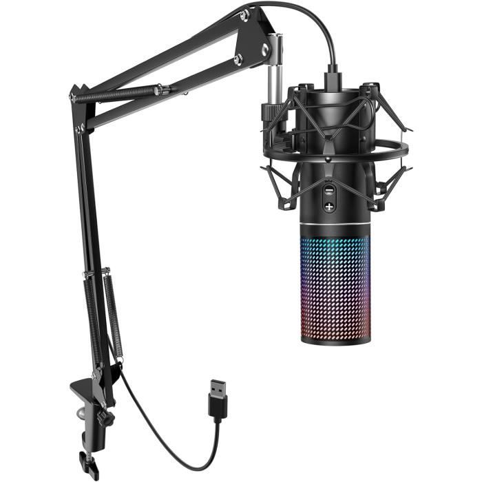 Micro Pc Micro Gaming, Usb Microphone Condensateur Professionnel Avec Trépied Et Filtre Anti-Pop
