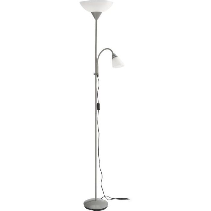 Lampadaire Liseuse 1xe27 1xe14 Gris H180 Cm Achat