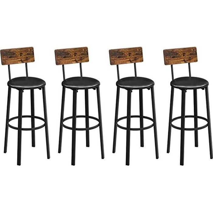 Tabourets De Bar DAYALANE Lot De 2 - Design étoile De Mer, Dossier Chenille, Pieds Métal, Hauteur 100 Cm