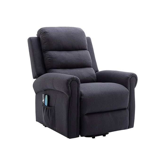 Fauteuil massant en tissu avec releveur &eacute;lectrique - Gris anthracite - LOVARI