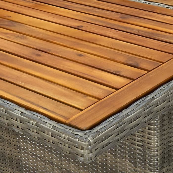 Table de jardin - VIDAXL - Résine tressée et bois dacacia massif - Marron - Rond - Extérieur