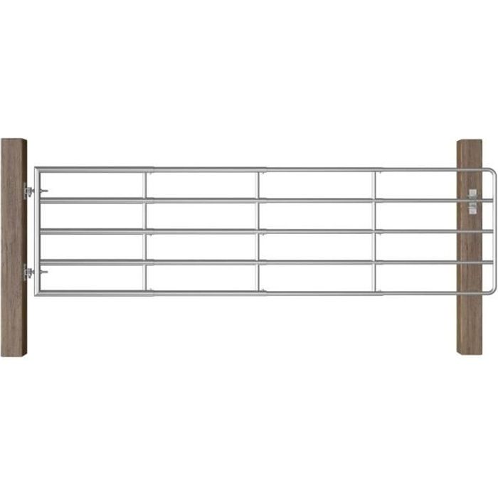 Comparer les prix de vidaXL Portillon à 5 barres Acier (115-300)x90 cm Argenté