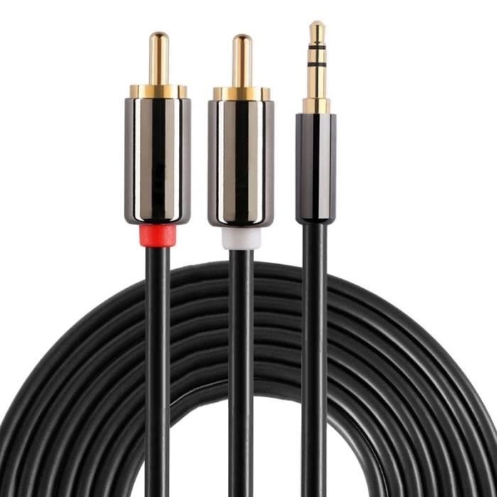Câble Audio Stéréo Poppstar 5 Mètres - Jack 3,5mm Mâle/mâle - Connecteurs Plaqués Or