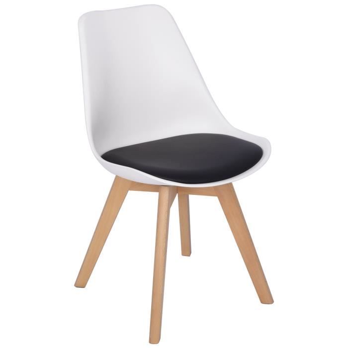 1 x Chaise de salle à manger en similicuir+plastique, Pieds en bois