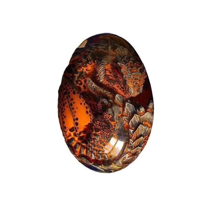CeFurisy Oeuf de Dragon de Lave, Souvenir d'ornements d'oeufs de Dinosaure en résine de Cristal, statues d'oeufs de Faux Dragon Lumineux Sculptures Artisanat avec Base d'affichage