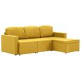 5872RAVI Chic Canapé-lit Confortable Sofa de Salon modulaire 3 places - Canapé d'angle convertible réversible clic clac Jaune Tissu-1
