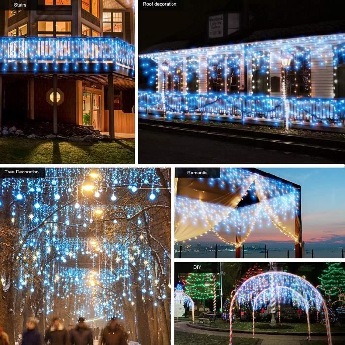 fobaston Rideau Lumineux LED blanc chaud 10m 400 LEDs 8 Mode Guirlande  Lumineuse extérieur et intérieur avec prise pour Noël fêtes jardins  mariages