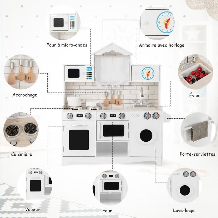 Cuisine Enfznt Cuisine Jouet électronique Moltó Avec Lumières - Four, Cuisinière, Lave-linge Inclus - 12 Accessoires - Enfant 3 Ans Et Plus Chariot Menage Enfant
