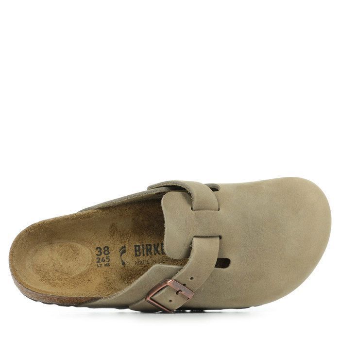 Sabot Birkenstock Boston Cuir Naturel Femme Marron Talon 1