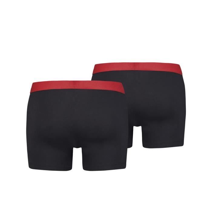 LEVIS Calecon Homme uni Paquet de 2 Noir rouge Cdiscount Pret a Porter